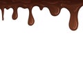 Dripping chocolate. Drips chocolate, isolated white background. Melt fluid sweet dessert. Tasty splash liquid, realistic Royalty Free Stock Photo