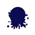 Dripping circle dark blue icon. Liquid paint flows. Melted logo. Current paint, stains. Mockup of blank. Template ink round blot.