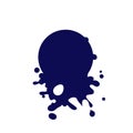 Dripping circle dark blue icon. Liquid paint flows. Melted logo. Current paint, stains. Mockup of blank. Template ink round blot.