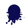 Dripping circle dark blue icon. Liquid paint flows. Melted logo. Current paint, stains. Mockup of blank. Template ink round blot.