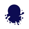 Dripping circle dark blue icon. Liquid paint flows. Melted logo. Current paint, stains. Mockup of blank. Template ink round blot.