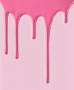 Dripping cream, liquid, ice cream. Flowing glaze, pink chocolate Royalty Free Stock Photo
