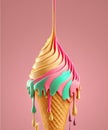Dripping cream, liquid, ice cream. Flowing glaze, pink chocolate Royalty Free Stock Photo