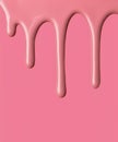 Dripping cream, liquid, ice cream. Flowing glaze, pink chocolate Royalty Free Stock Photo