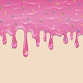 Dripping delicious pink doughnut vector seamless glaze Royalty Free Stock Photo