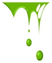Dripping green liquid border. Cartoon paint drops