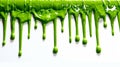 Dripping green slime against a white background. Generative ai