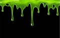 Dripping green slime with blobs, seamless border pattern