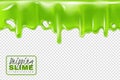 Dripping green slime. Slimy toxic drips isolated, goo flow and mucus fluid. Liquid decoration borders 3d halloween