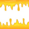 Dripping honey seamlessly repeatable. Honey splash dripping sweet drops from bee honeycomb poster for beekeeping honey