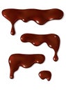 Dripping melted chocolate set Royalty Free Stock Photo