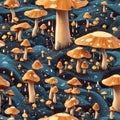 Dripping Mushrooms Art Seamless Pattern Colorful Digital Background Artwork Design - ai generated