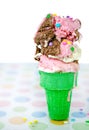 Dripping Neapolitan ice cream cone Royalty Free Stock Photo