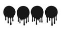 Dripping oil blob. Drip drop paint or sauce stain drips. Black drippings sauces round spots vector set