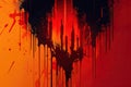 Dripping Paint with a Grunge Texture in Fiery Shades of Red and Orange