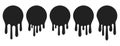 Dripping paint icon set. Current liquid. Paint flows. Melted circle logo. Current stains and inks. Vector illustration