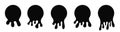 Dripping paint icon set. Current liquid. Paint flows. Melted circle logo. Current paint, stains. Current inks. Vector Royalty Free Stock Photo