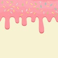 Dripping pink doughnut seamless glaze. Liquid sweet flow, tasty food dessert flowing Royalty Free Stock Photo