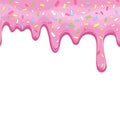 Dripping pink doughnut seamless vector glaze Royalty Free Stock Photo