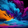 Dripping rainbow gradient color paint splashes as background header. Royalty Free Stock Photo