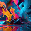 Dripping rainbow gradient color paint splashes as background header. Explosion of colored oil Royalty Free Stock Photo