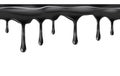 Dripping seamless black, oil, dripps, liquid drop and splash, blood repeatable isolated on white, vector and Royalty Free Stock Photo