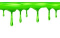 Dripping seamless green, dripps, liquid drop and splash, isolated on white, vector and illustration. Royalty Free Stock Photo