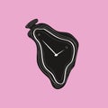 Dripping surreal clock on pink background for your ideas and designs