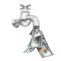 Dripping Tap with Dollar Bills Isolated Royalty Free Stock Photo