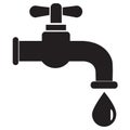 Dripping tap with drop icon on white background. flat style. Water tap icon for your web site design, logo, app, UI. tap symbol. Royalty Free Stock Photo