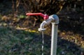 Dripping water from a garden water tap close up shot Royalty Free Stock Photo