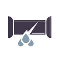 Dripping water pipe icon, trumpet break in cartoon style