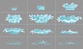 Dripping water special effect fx animation frames sprite sheet. Clear water drop burst frames for flash animation in