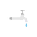 Dripping water tap flat design vector illustration. Vector dark grey icon isolated on white background. Save water earth resources Royalty Free Stock Photo