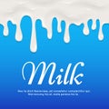 Dripping white yogurt, milk, cream seamless vector border