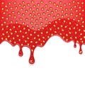 Drips of strawberry jam on white background.