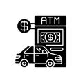 Drive through ATM black glyph icon Royalty Free Stock Photo