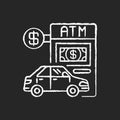 Drive through ATM chalk white icon on black background Royalty Free Stock Photo