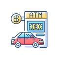 Drive through ATM RGB color icon Royalty Free Stock Photo