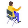 Drive cinema chair icon isometric vector. Car movie