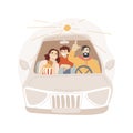 Drive-in cinema isolated cartoon vector illustrations. Royalty Free Stock Photo
