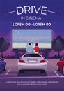 Drive in cinema poster template Royalty Free Stock Photo