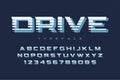 Drive display font design, alphabet, typeface, letters and numbe