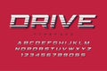 Drive display font design, alphabet, typeface, letters and numbe