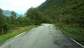 Drive on Fv724 to Briksdalsbreen, Norway