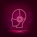 Drive, internal, intelligence, brain, chip neon icon - vector. Artificial intell