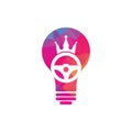 Drive king bulb concept vector logo design.