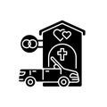 Drive through marriage chapel black glyph icon