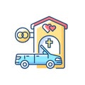 Drive through marriage chapel RGB color icon