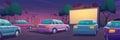 Drive-in movie theater with cars on parking Royalty Free Stock Photo